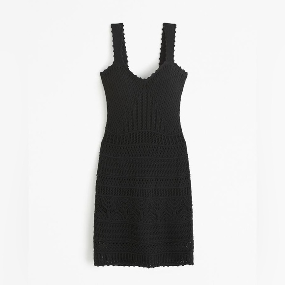 Abercrombie & Fitch Crotchet-Style Mini Dress in Black - Size Small - Picture 1 of 4